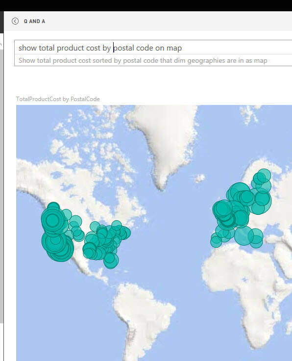 Data Shown by Postal Code in Power BI Q&A
