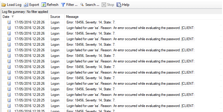 Failed Login Attempts for the SQL Server sa login