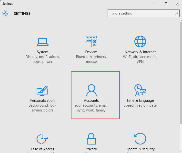 Windows 10 settings