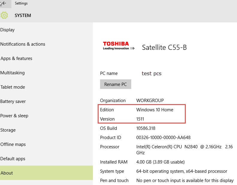 check windows version