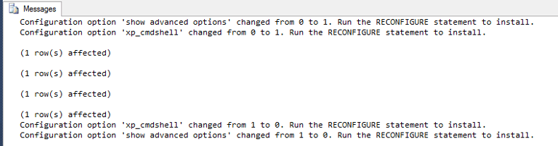 Code execution output