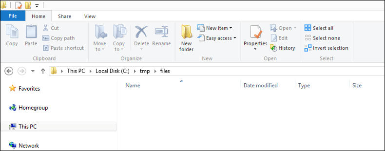 Output directory before export