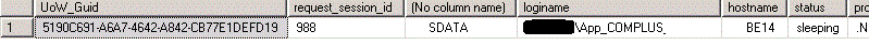 Sample results for MSDTC UOW in the SQL Server DMVs