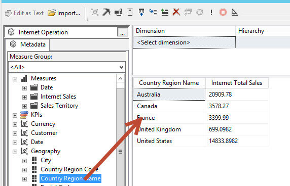 Dimension in the report