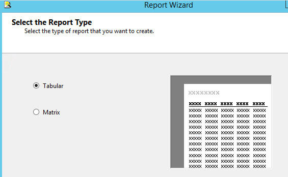 Tabular or Matrix report