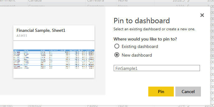 Pin to New Dashboard in Power BI
