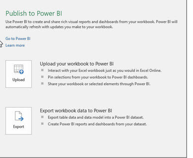 Publish to Power BI Options