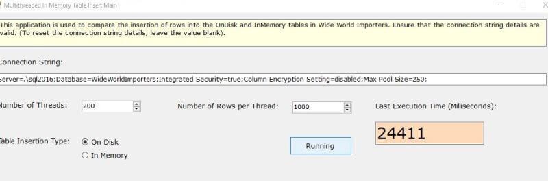 Increase the number of threads to 200 for disk based tables