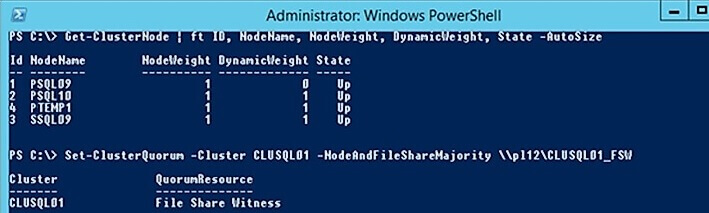 Add the File Share Witness to the cluster