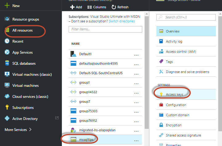 Microsoft Azure All Resource Access Keys