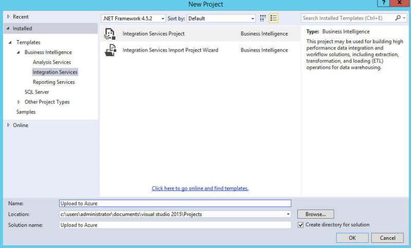 New SQL Server Integration Services Project
