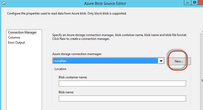 Azure Blob Source Editor