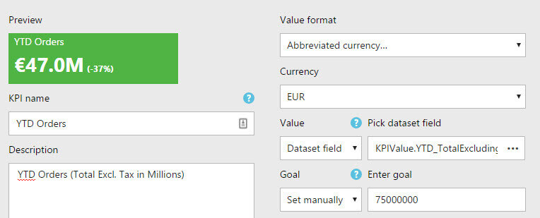 kpi manual goal in SQL Server Report Builder
