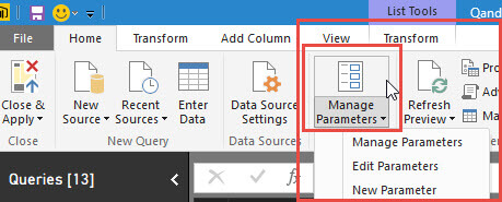 Manage Parameters in Power BI