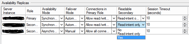 alwayson replica secondary settings