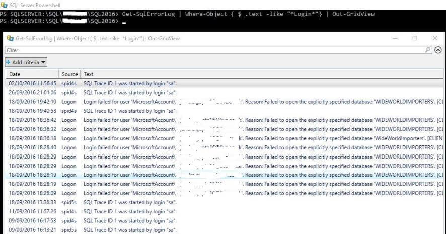 Filter error logs