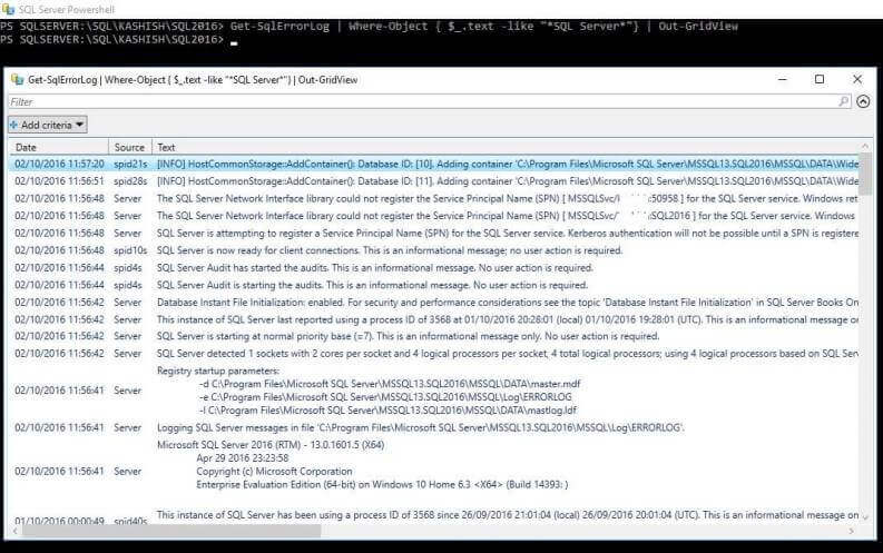 filter out the SQL Server Error Log with a keyword