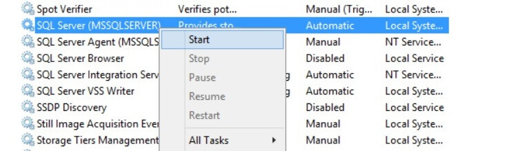 Start the SQL Server Service