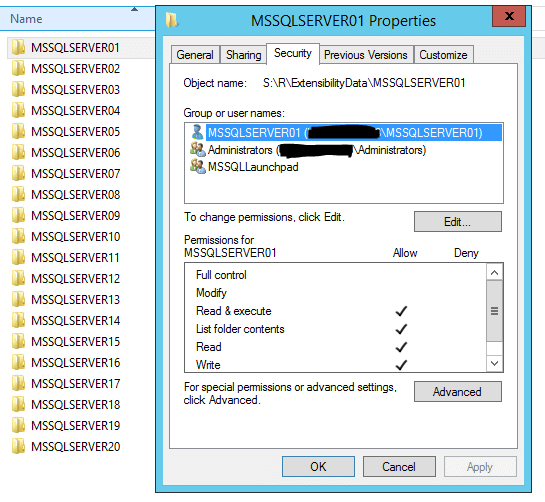 Check all subfolders to make sure the correct permissions have been set for the MSSQLLaunchpad service account and respective MSSQLSERVERnn account