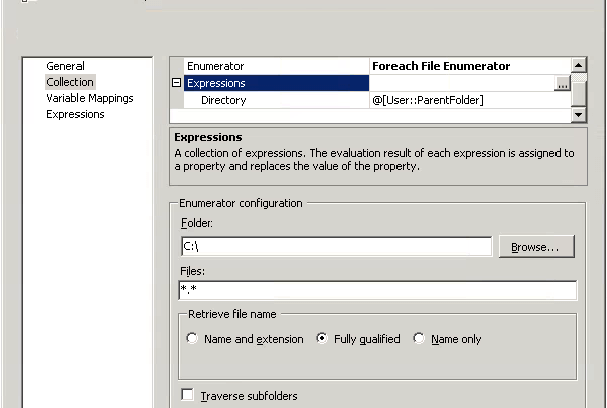 Expression in SSIS for the Directory