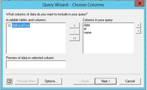 Using Microsoft Query in Excel to Retreive SQL Server Data