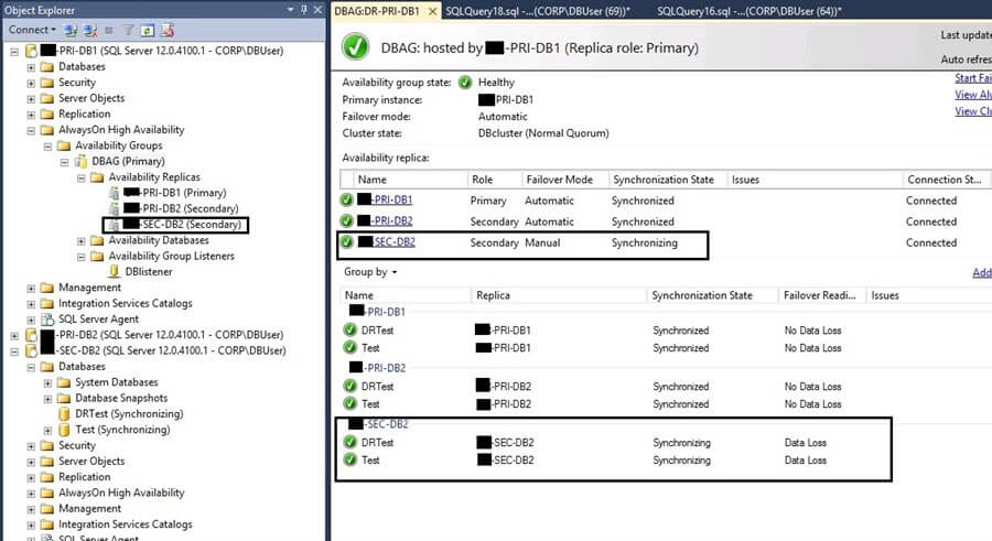 Validate the AlwaysOn Availability Group in SSMS