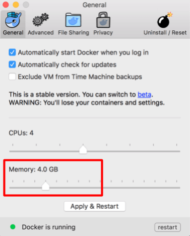 docker memory