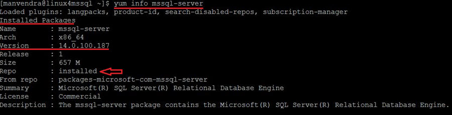 yum info mssql-server