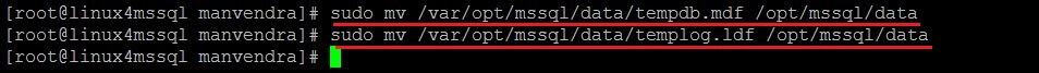 Move tempdb database files to /opt/mssql/data