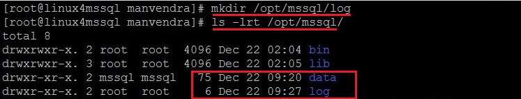 mkdir /opt/mssql/log