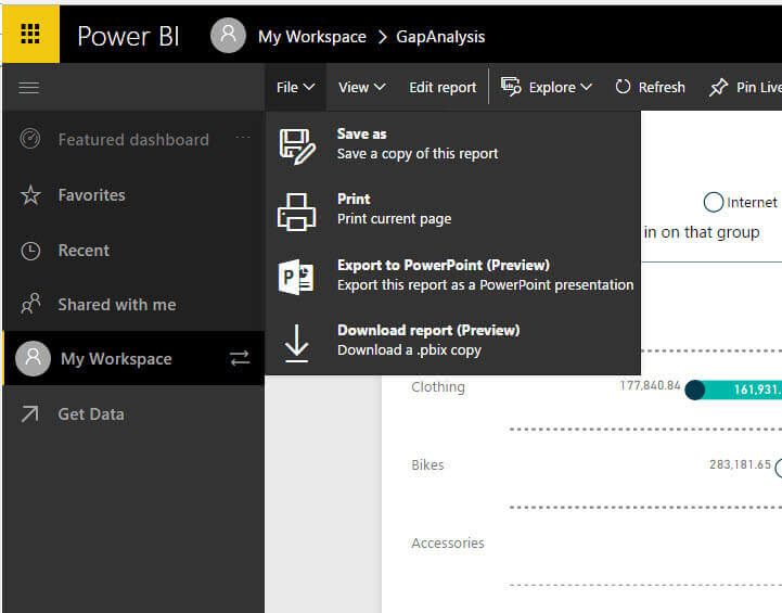Export Desktop file in Power BI