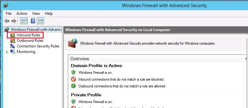 Windows Firewall with Advanced Security consolee
