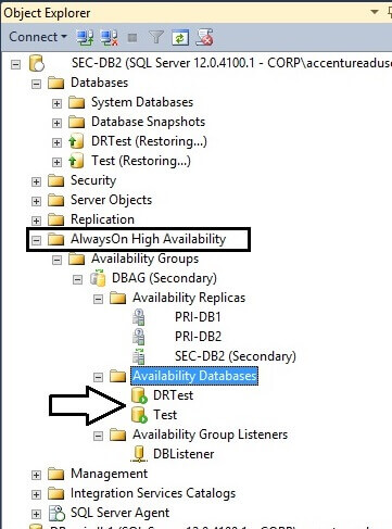 Availability database state post adding them to AG