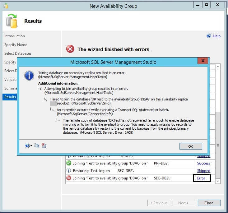 Error during configuring AlwaysON