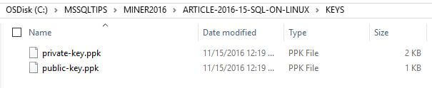 Saved Private and Public Keys