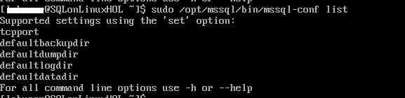 Syntax to list options for the mssql-conf tool