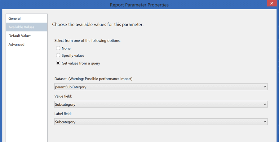 Sub Category Parameter