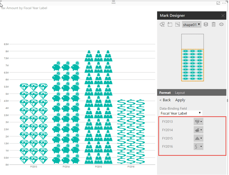 Shape Data Binding - Description: Add individual shape to each data binding.