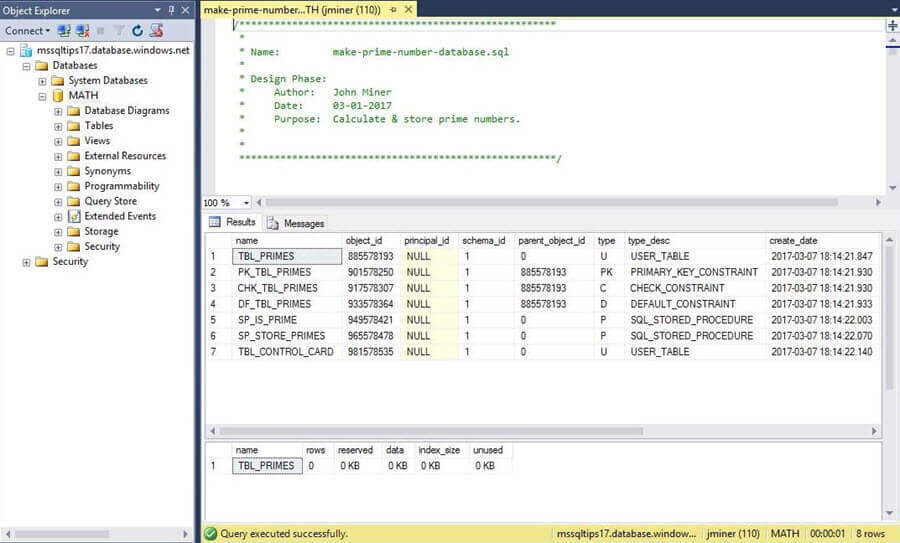 Math Database Objects