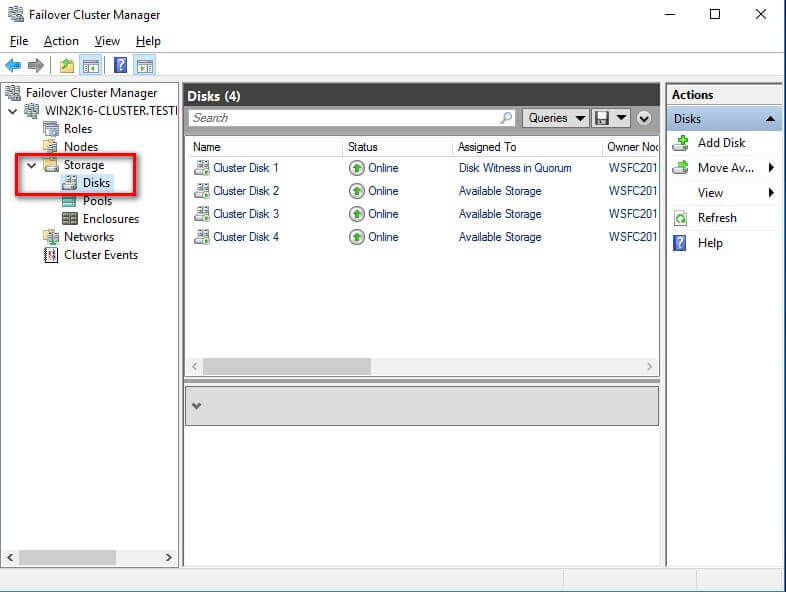 shared storage resources added to the WSFC