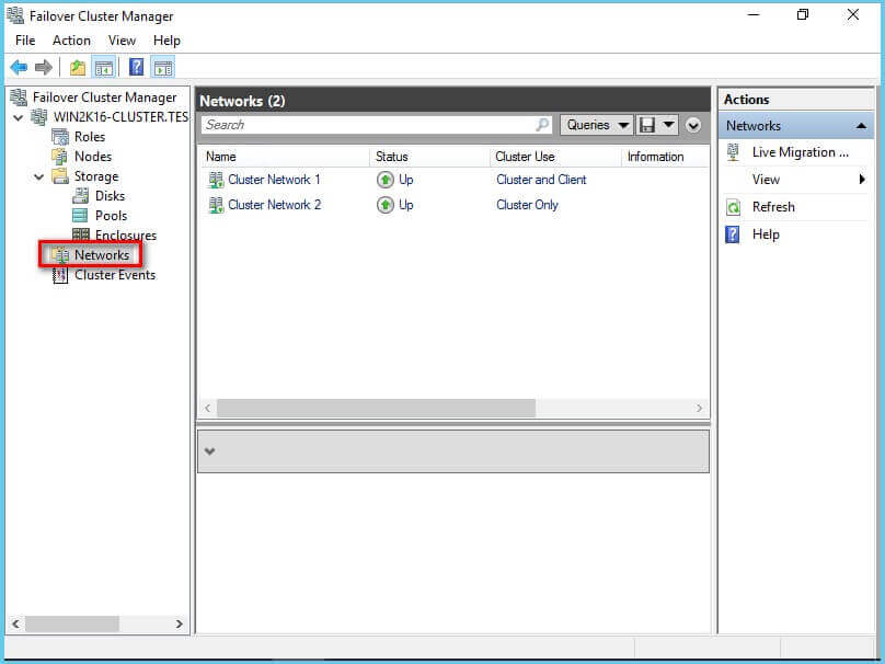 display all of the cluster network resources added to the WSFC