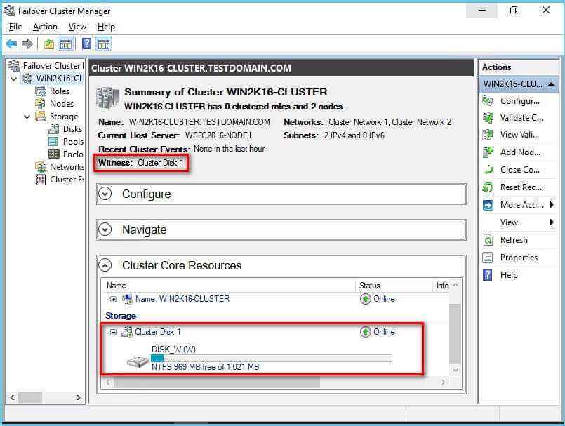 Cluster Core Resources Configuration