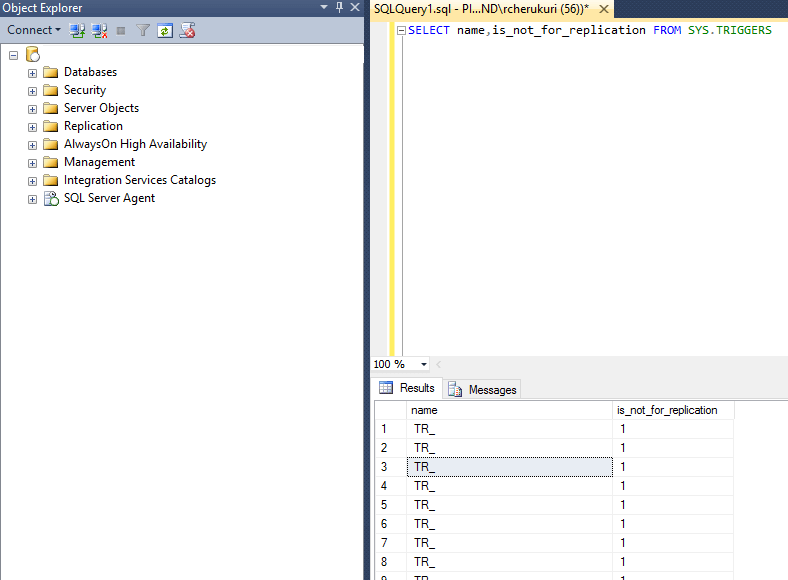 Is Not for Replicatoin is Enabled for all SQL Server Triggers