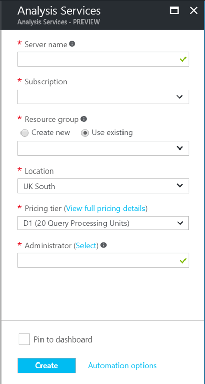 SSAS Server in Azure