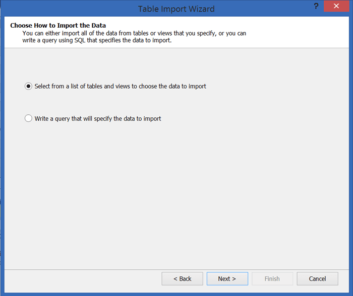 Data Selection Options