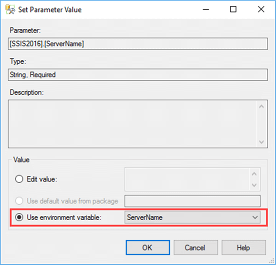 set parameter to env variable