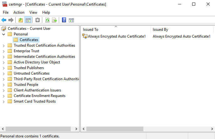 Certificate Manager MMC