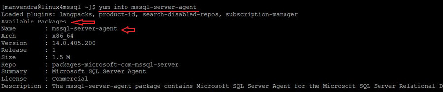 yum info mssql-server-agent