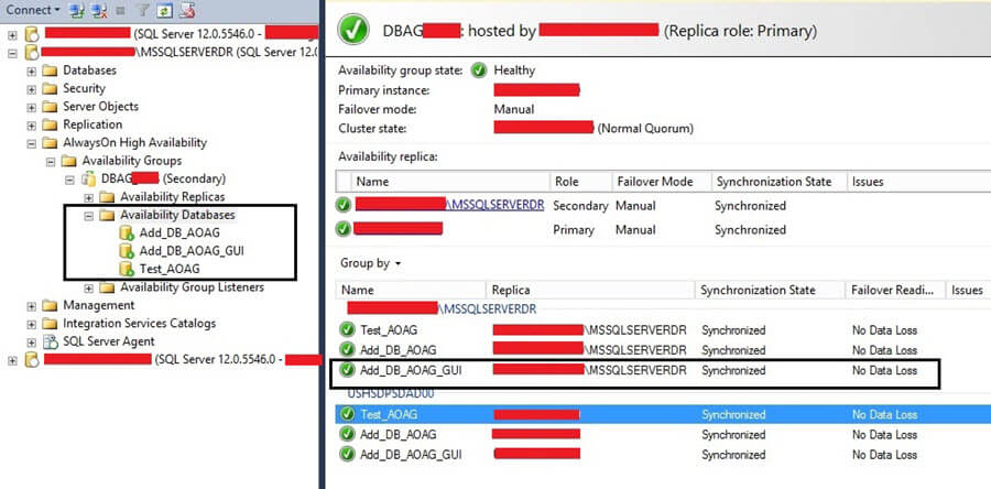 SSMS dashboard report of dbag to validate if the database was added