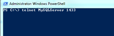 Entering telnet command